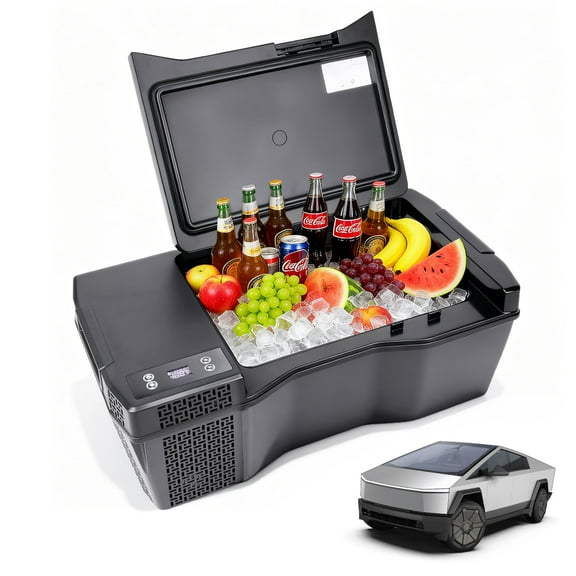 Built-in Car Refrigerator Compatible with Tesla Cybertruck, 26.4Qt/25L Custom-fit Trunk Freezer, APP Control, 12/24V Low-Noise Compressor Cooler, Hidden Electric Fridge for Camping & Road Trips