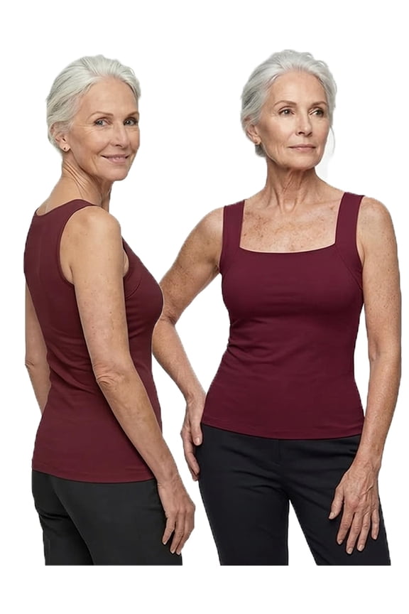 Built in Comfort Bra Tanktop – Padded Tank Tops for Women with Support, Seamless Shaper Cami & Braless Top (S-2XL, Nude/Black/Burgundy/Olive/Coffee)