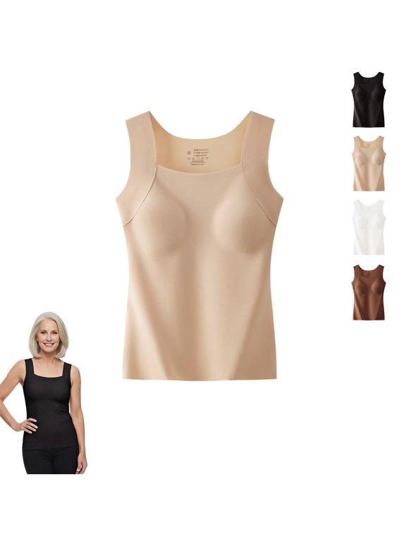 Built in Comfort Bra Tanktop - Tank Top with Built in Bra, U Neck Shapewear Tank Tops for Women, Soft Stretch Breathable