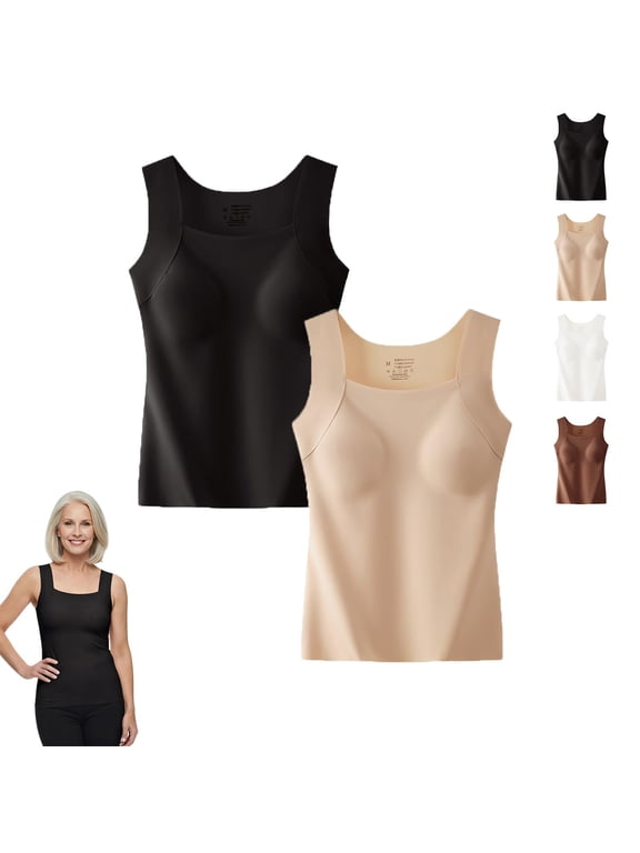 Built in Comfort Bra Tanktop - Tank Top with Built in Bra, U Neck Shapewear Tank Tops for Women, Soft Stretch Breathable
