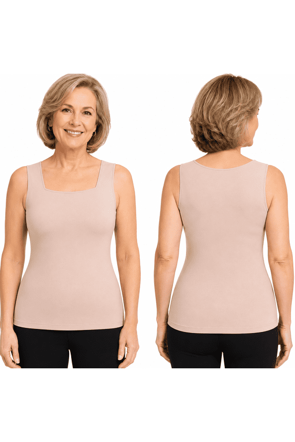 Built in Comfort Bra Tanktop, Women’s Padded Tank Top with Support, No Underwire Wide Strap Seamless Cami Top