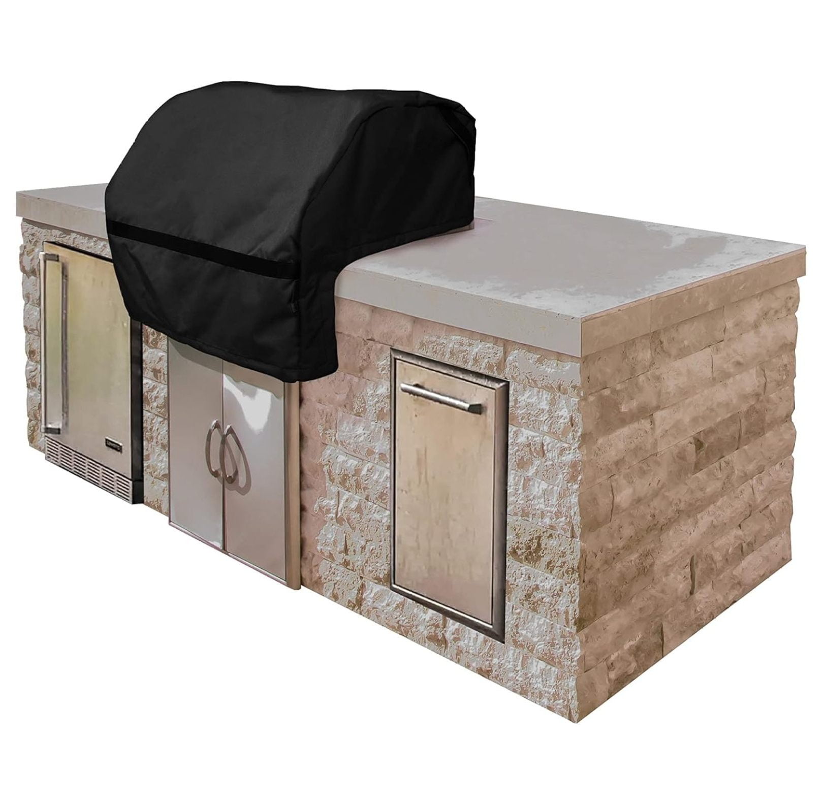 Builtin Grill Cover Premium Polyester, Weather Resistant, Drawcord