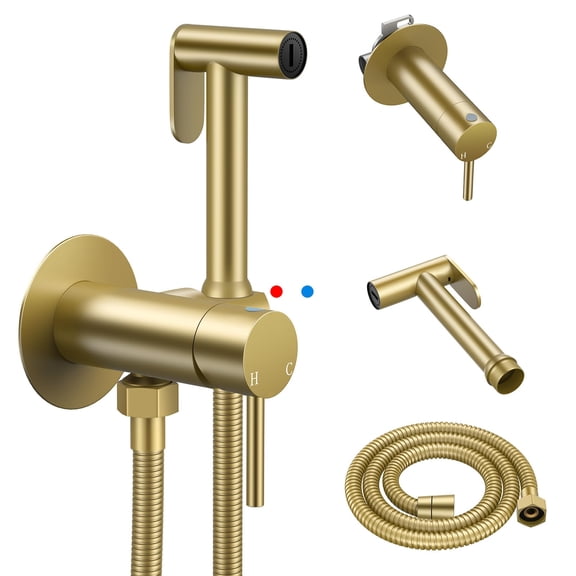 Built-in Hot And Cold Handheld Bidet Sprayer For Toilet  Warm Water With Adjustable Flow Dual Control Mode Shower Spray Hose Feminine Wash Wall Mounted