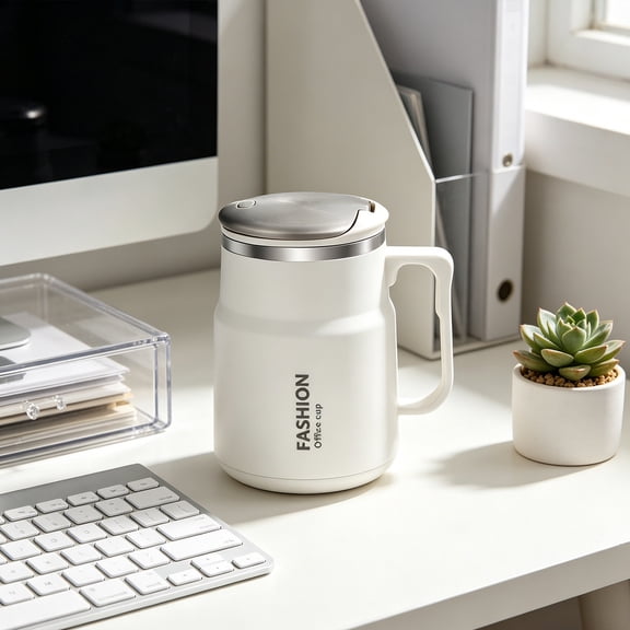Built-in Infuser Tea Cup, Office Coffee Mug (5.5x3.9 Inch), Stainless Steel Construction, Insulated Drinkware For Workspace Setup