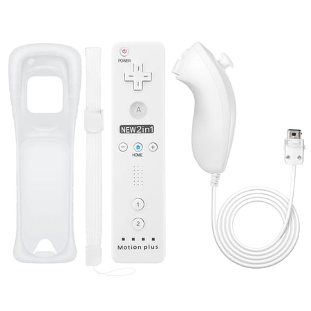 Built in Motion Plus Remote Controller & Nunchuck + Case For Nintendo Wii/Wii U