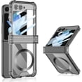 thumbnail image 1 of Built-in with Screen Protector Magnetic Case for Samsung Galaxy Z Flip 5 4 Compatible with Magsafe,Full Hinge Protection, Transparent Anti-Yellow Transparent Cover (Black,for Samsung Z Flip 4), 1 of 17