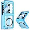 thumbnail image 1 of Built-in with Screen Protector Magnetic Case for Samsung Galaxy Z Flip 5 4 Compatible with Magsafe,Full Hinge Protection, Transparent Anti-Yellow Transparent Cover (Blue,for Samsung Z Flip 5), 1 of 18