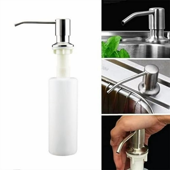 Built in Soap Dispenser for Kitchen Sink,Counter soap Dispenser Refill Countertop Soap Dispenser Pump Lotion Dispenser for Kitchen Sink(Silver+White)