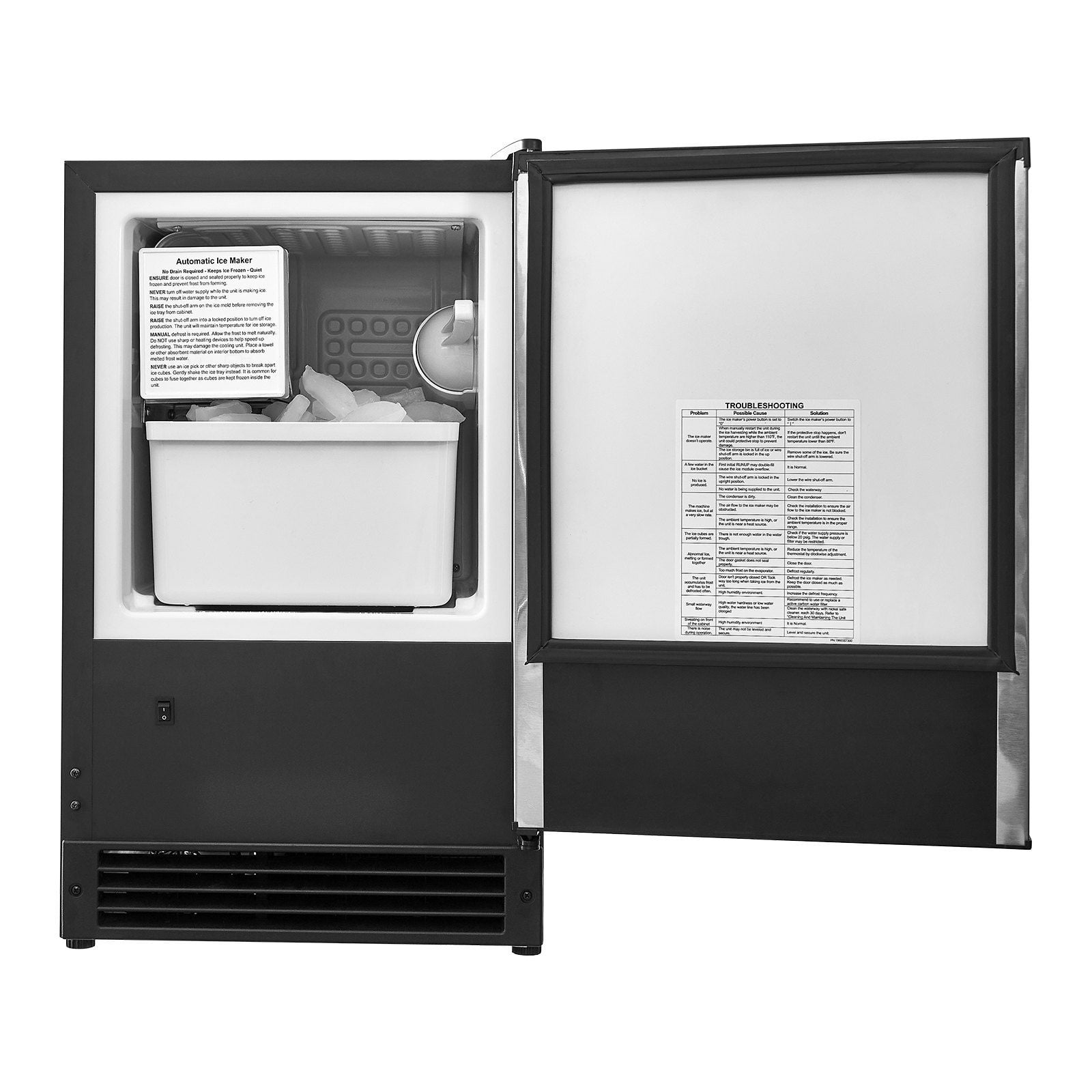 Built-in Undercounter Ice Maker, 15 Pounds Daily Output, Features Reversible Door for Easy Installation