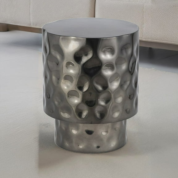 Built with stainless steel & hand-hammered surface - Modern End Table