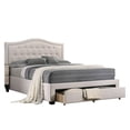 thumbnail image 1 of Buk Upholstered Tufted Full Bed with Storage, Nailhead Trim, Ivory Burlap - Saltoro Sherpi, 1 of 5