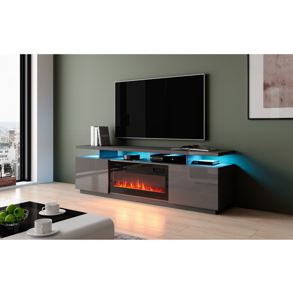 Bukard TV Stand for TVs up to 78" Electric Fireplace Included, Design