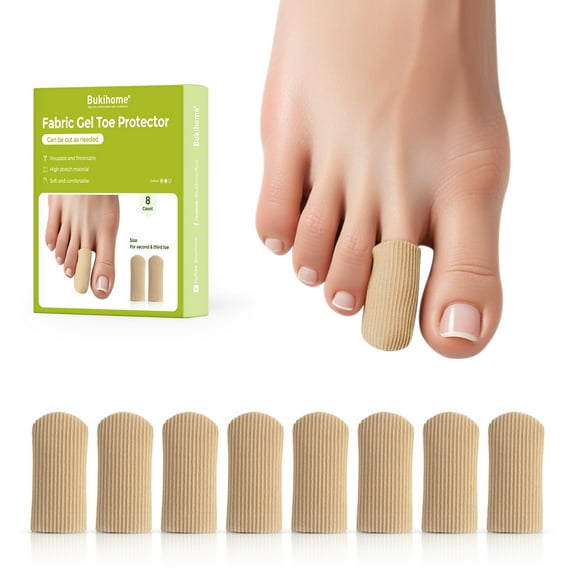 Bukihome 12 Pcs Gel Toe Cap - Toe Protector for Women Men - Relief Pain from Ingrown Toenails, Corns, Blisters, Hammer Toes (8L + 4S)