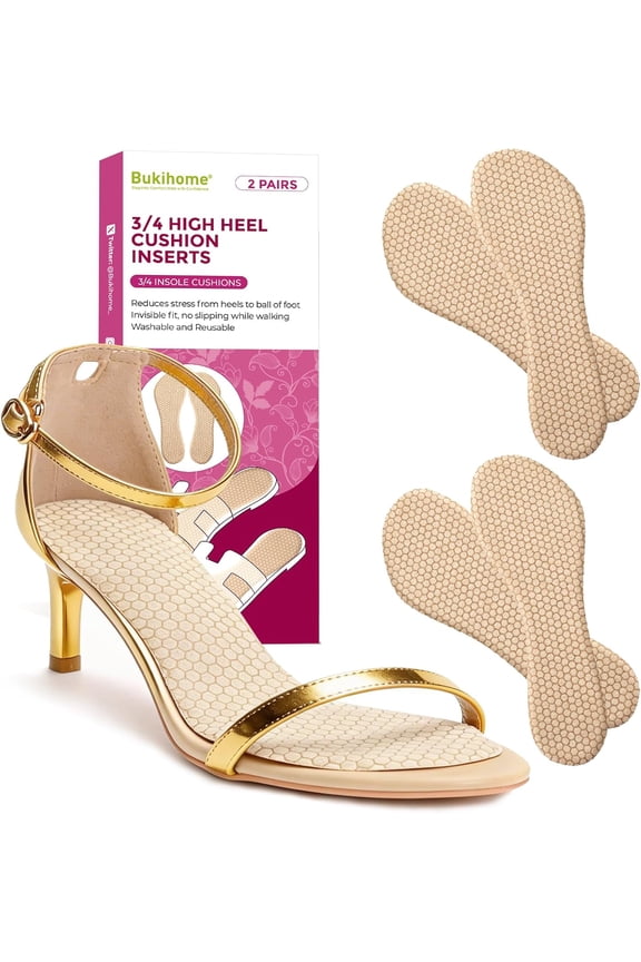 3/4 Gel Inserts for High Heels & Sandals - Invisible Soft Shoe Pads for Women, Prevents Slip, Foot Pain & Fatigue Relief, Comfortable Flat Feet Support, L