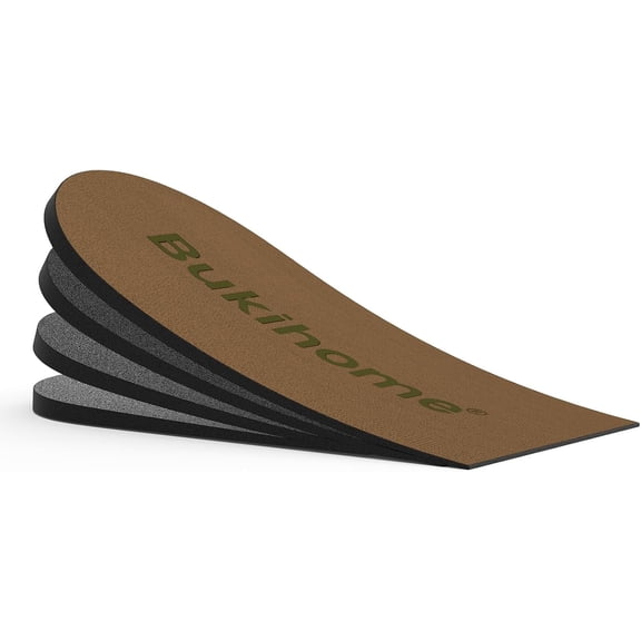 Bukihome Adjustable Heel Lift Inserts, Brown 1 Piece Large Size 4-Layer Height Increase Insoles for Heel Pain Relief & Leg Discrepancy