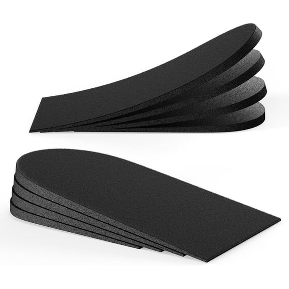 Bukihome Adjustable Heel Lift Inserts for Shoes - 2Pcs Orthopedic Shoe Lift for Uneven Legs 4 Layers Height Increase Insole for Heel Pain,Heel Spur,Achilles Tendonitis,Black,Medium