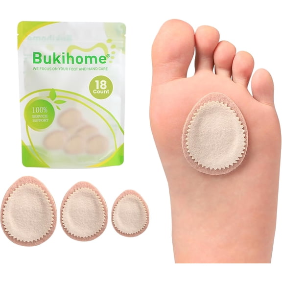 Bukihome Extra Thick Callus Remover,Felt Callus Pads,Protect Calluses from Rubbing on Shoes,Reduce Foot and Heel Pain,Self-Stick Pedi Cushions,Pack of 18,Multi-Size
