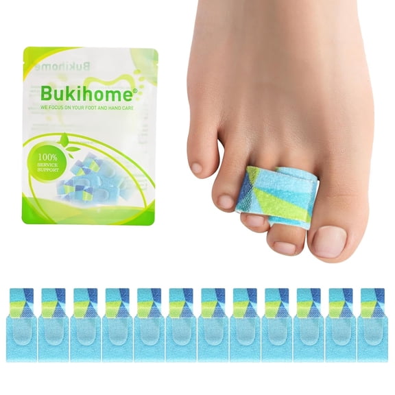 Bukihome Hammer Toe Straightener - 12 PCS Toe Splints, Corrector & Wraps for Bent, Curled & Crooked Toes, Patterned