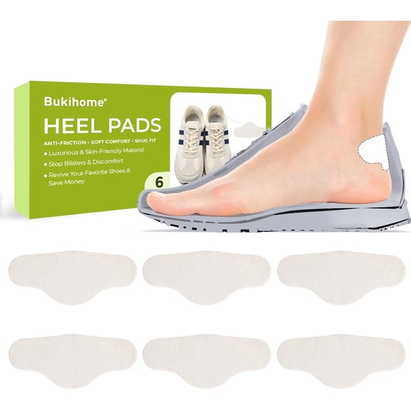 Bukihome Moleskin Heel Pads 3 Pairs, Anti-Friction Blister Prevention Pads for Shoes, Snug Fit Heel Grips for Men & Women
