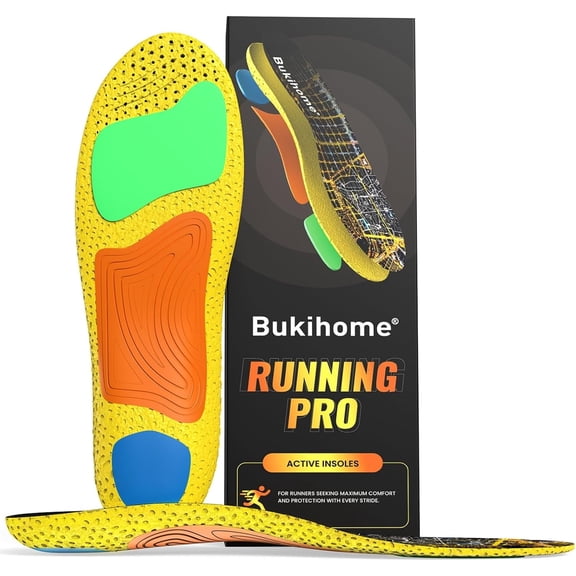 Bukihome Running Insoles – Arch Support Sports Insoles for Women & Men to Boost Performance, for High Arch, Flat Feet, Plantar Fasciitis- Size XL-Men 10-11