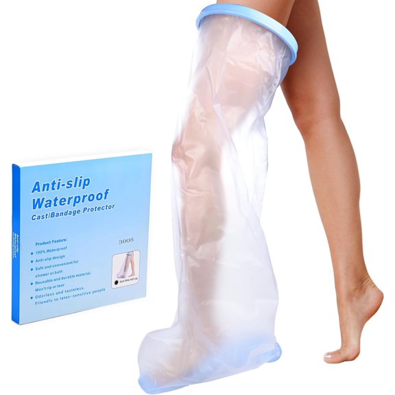 Bukihome Shower Watertight Foot Protector,Extra Wide Full Leg Cast Cover, Adult Leg Cast Covers, Extra Large Capacity Adult Thigh Tension & Super Waterproof Leg Protector, for Thigh Size