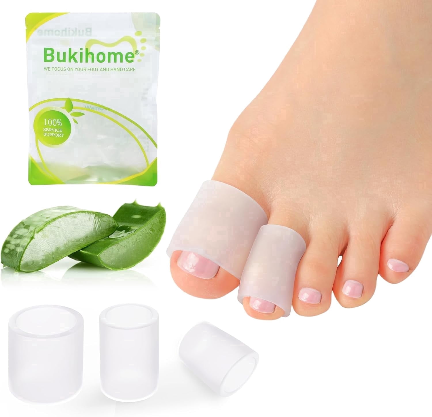 Bukihome Silicone Toe Protectors – 14 Pack Aloe Vera Extract Infused ...