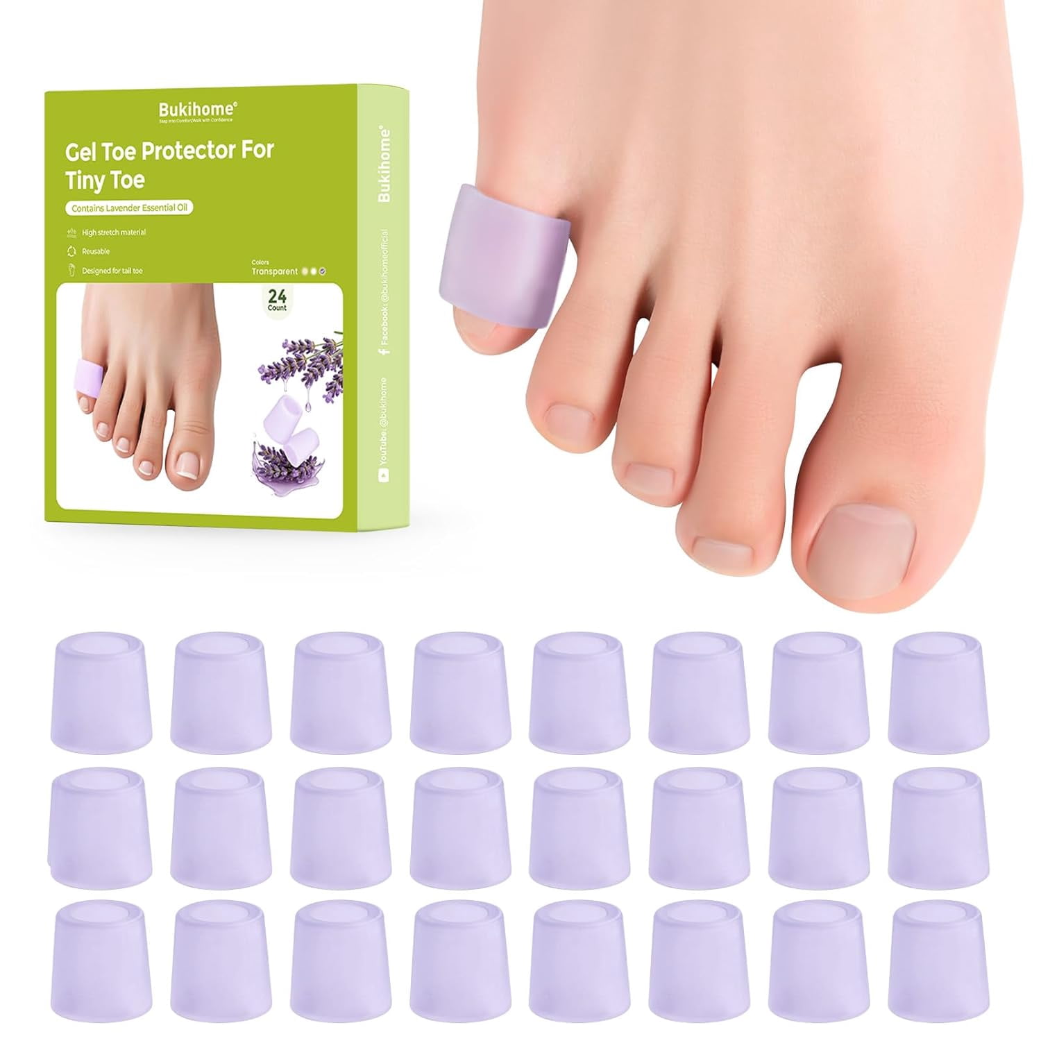 Bukihome Silicone Toe Protectors, Open Pinky Toe Sleeves, Soft Gel Toe ...