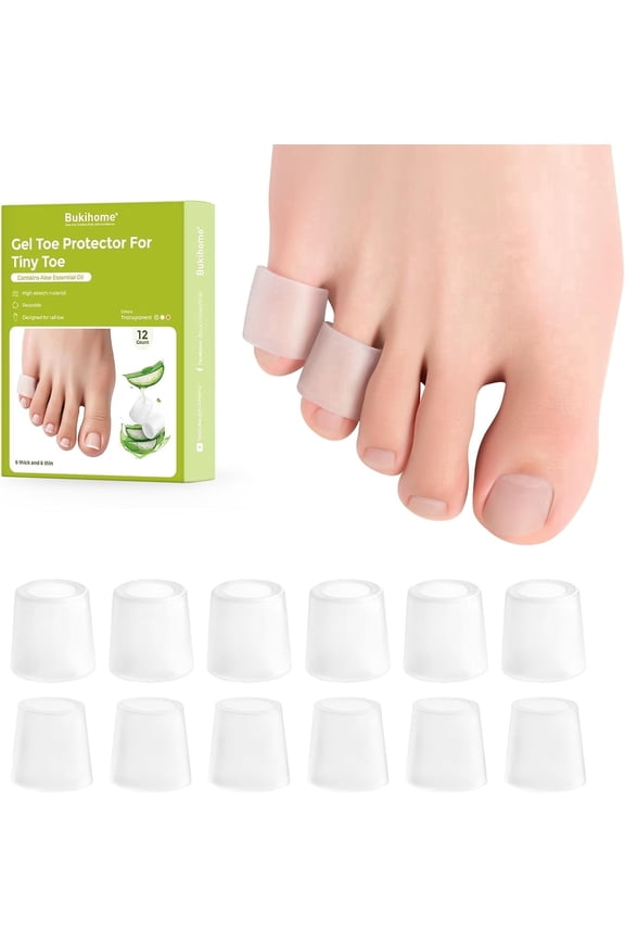 Silicone Toe Protectors – Silicone Open Pinky Toe Sleeves for Hammer Toes, Corns, Calluses, Blisters – Soft Gel Protector Toe Cushions for Pain Relief - 12 Count (6 Thick +6 Thin)