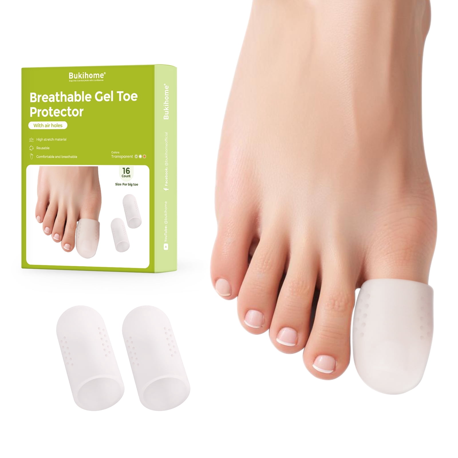 Bukihome Toe Protectors, Silicone Toe Caps Toe Sleeve Protectors ...