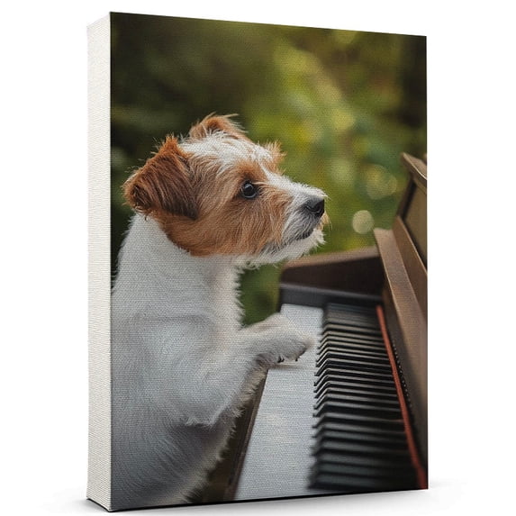 Bul Terrier Dog Playing Piano Stretched Canvas Size 8x12 – Vintage ...