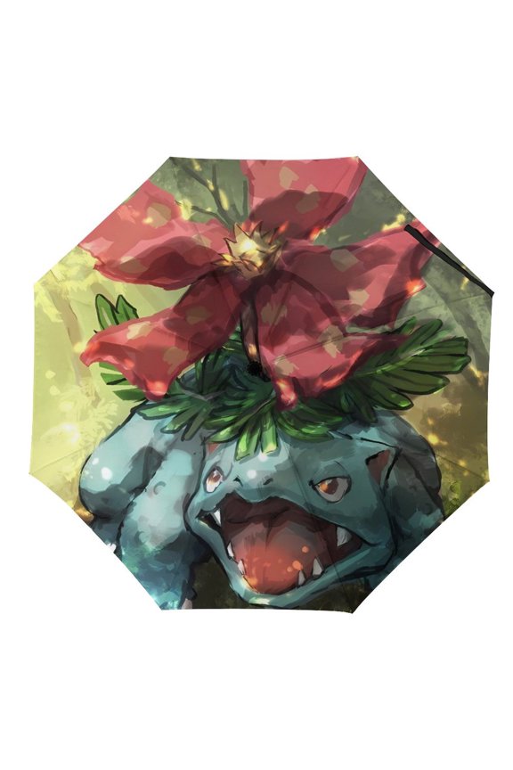 Bul-basaur Umbrella for Adults Teens Kids, Lightweight Windproof Anti Rain Folding Telescopic Umbrella for Travel School Work