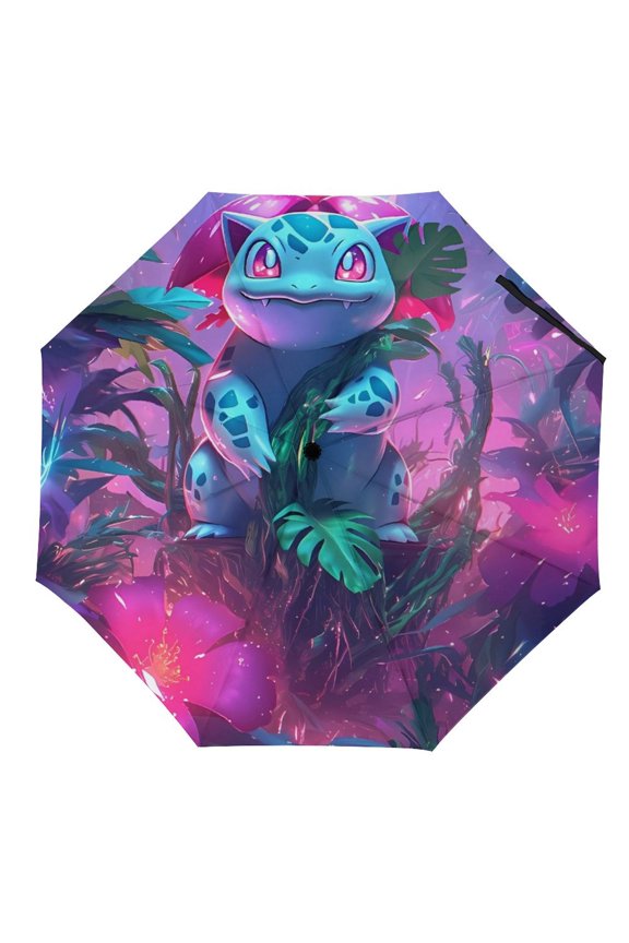 Bul-basaur Umbrella for Adults Teens Kids, Lightweight Windproof Anti Rain Folding Telescopic Umbrella for Travel School Work