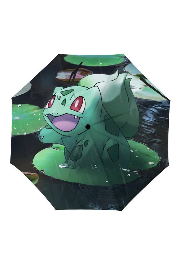 Bul-basaur Umbrella for Adults Teens Kids, Lightweight Windproof Anti Rain Folding Telescopic Umbrella for Travel School Work