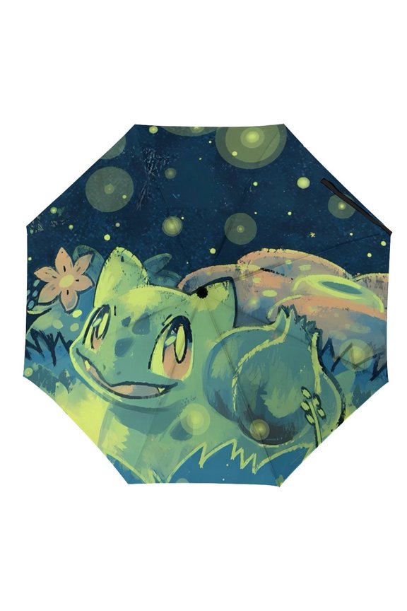 Bul-basaur Umbrella for Adults Teens Kids, Lightweight Windproof Anti Rain Folding Telescopic Umbrella for Travel School Work