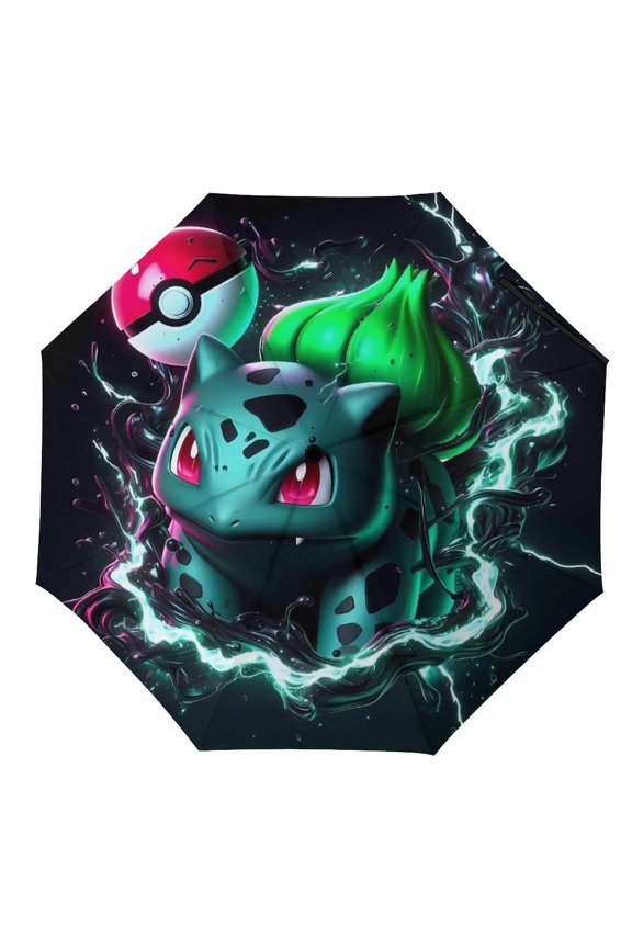 Bul-basaur Umbrella for Adults Teens Kids, Lightweight Windproof Anti Rain Folding Telescopic Umbrella for Travel School Work