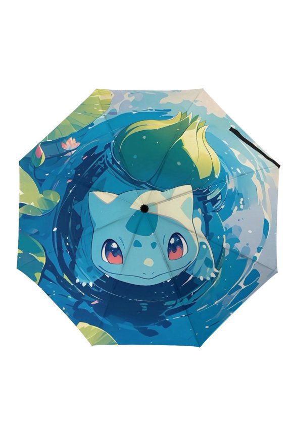 Bul-basaur Umbrella for Adults Teens Kids, Lightweight Windproof Anti Rain Folding Telescopic Umbrella for Travel School Work