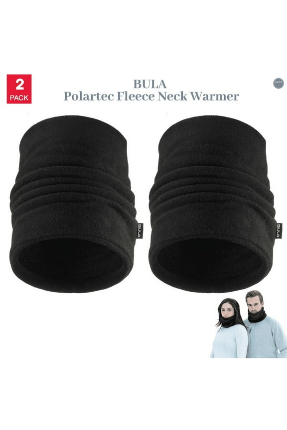Polartec Fleece Neck Warmers (2 Pack), Black, One Size