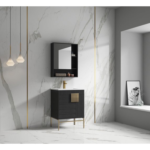 Alma Bulanka 24" Bathroom Vanity Dawn grey , Golden Brass Hardware