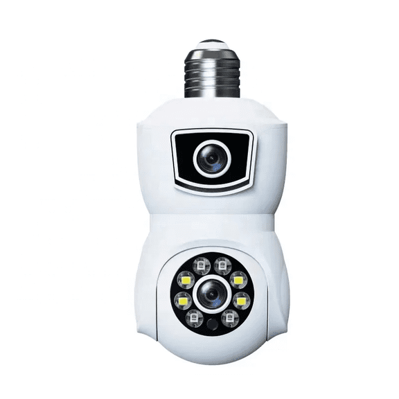 Bulb Dual-Lens Security Camera, 360 Pan-Tilt, AI Human Detection 2.0, Two-Way Audio, Full Color Night Vision, WiFi, SD Slot