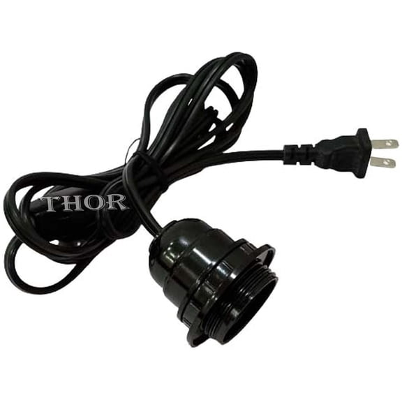 Bulb Holder With Wire Cord Cable Edison Socket Light Lamp Plug Holder For E26/27 Black