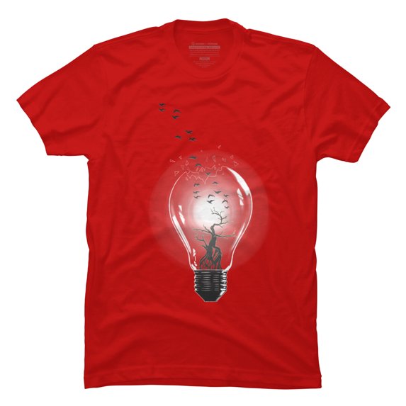 Bulb Mens Red Graphic Tee - Design By Humans L