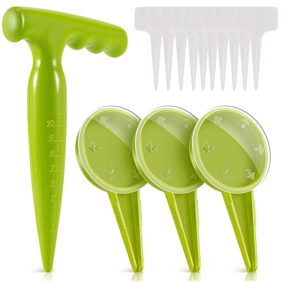 Bulb Planter and Garden Dibber Tool for Seed Planting - Heavy Duty ABS Plastic Hand Sower with 1-10cm Depth Scale for Sowing Flowers, Vegetables and Allotment Seedlings