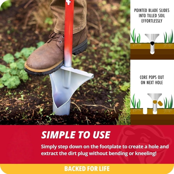 Bulb Planter - Long Handle | Annuals, Ground Cover, Vegetables, Spring and Fall Bulbs | Sod Cutter, Remover, and Plugger, Grass Planter, Bulb Planting Tool