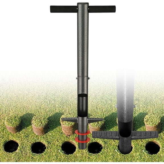 Bulb Planter Tool, 33.5 inch Long Handle Garden Sod Plugger to Dig Hole, Heavy Duty Metal Grass Plugger for Soil Test Planting or Weeding Spring Flowers Bulbs,Bedding Plants,Tulips, Lilies, Potato