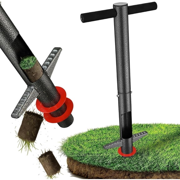 Bulb Planter Tool - 34" Long Handle Sod Plugger Lawn Digger,Auto Plug Eject,Heavy Duty Yard Garden Plant Hole Pluggers for Grass,Tulip Flower ,Soil Transplant Plugging,Turf Repair Transplanting