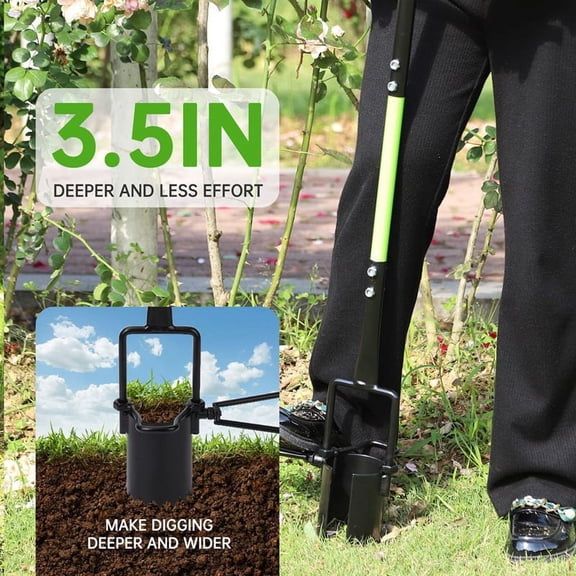Bulb Planter Tool Crocus Long Handled Transplanter Comfortable -Shaped Handle Multi-Purpose Gardening Tool for Weeding