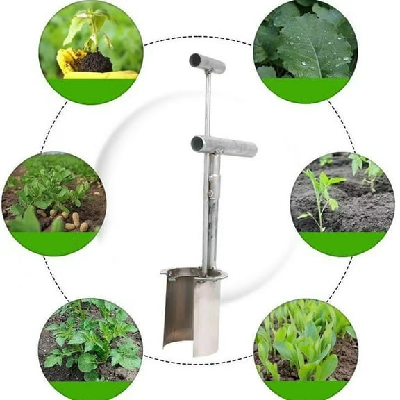 Bulb Planter Tool Long Handle Grass Plugger Tool Heavy Duty Sod Plugger Tool Seedling Transplanter Hole Digger for Plants, Fruit Tree Seedling Transplanter, Hole Digger for Plants