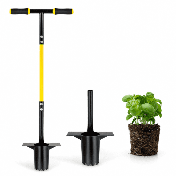 Bulb Planter Tool Long Handle, Heavy Duty Garden Transplanter with Ergonomic Handle, Ideal for Planting Bulbs, Seedlings, Flowers & Vegetables, Durable Gardening Hand Tool