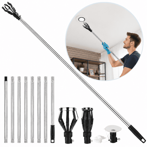 Bulb Removal Tool, Lightbulb Changing Tool, Light Bulb Changer for High Ceilings, 11.81FT Aluminum Telescopic Bulb Changer for Home High Light Replacement