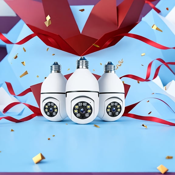 Bulb Security Camera: 360° Panoramic View, AI Motion Detection, Night Vision, 911 Alarm, Two-Way Audio, Dual-Band WiFi, Easy Wall Mount